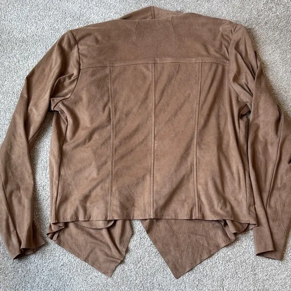 Liverpool Women's Tan Brown Blazer Drapey Jacket Size Large 12-14 Faux Suede - Picture 11 of 12